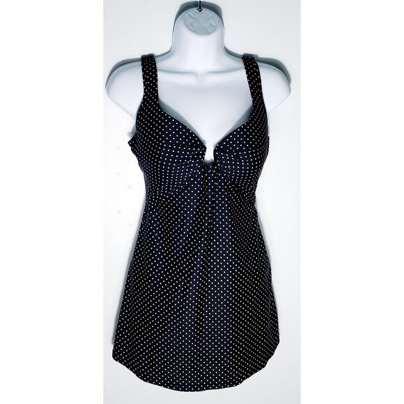 Shore Shapes New Womens Polka Dot Swimdress Size 10 Beach Travel Preppy Classic - Picture 1 of 6